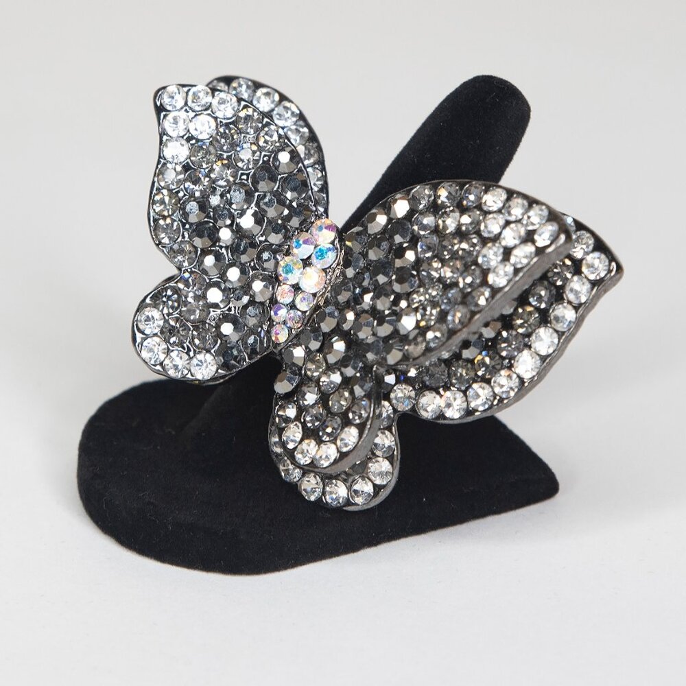 Fashion Rhinestone Butterfly Ring Size 6.25‎ Adjustable Band